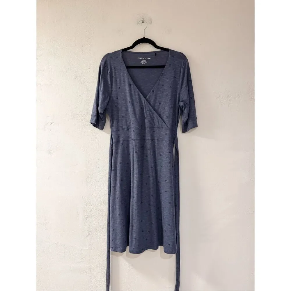 Toad & Co Cue Wrap Cafe Dress in Blue Medium